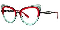Aderes - Cat Eye Red/Green Eyeglasses | Vooglam Front View