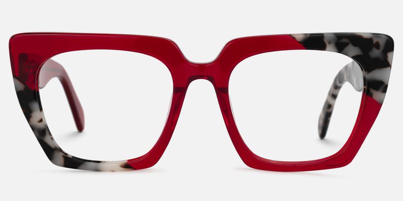 Sanna - Bold Red & Tortoise Square Glasses | Vooglam