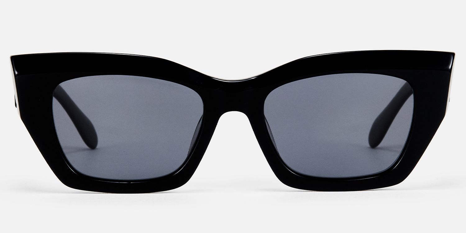 Velora - Cat Eye Black Sunglasses | Vooglam Angle View