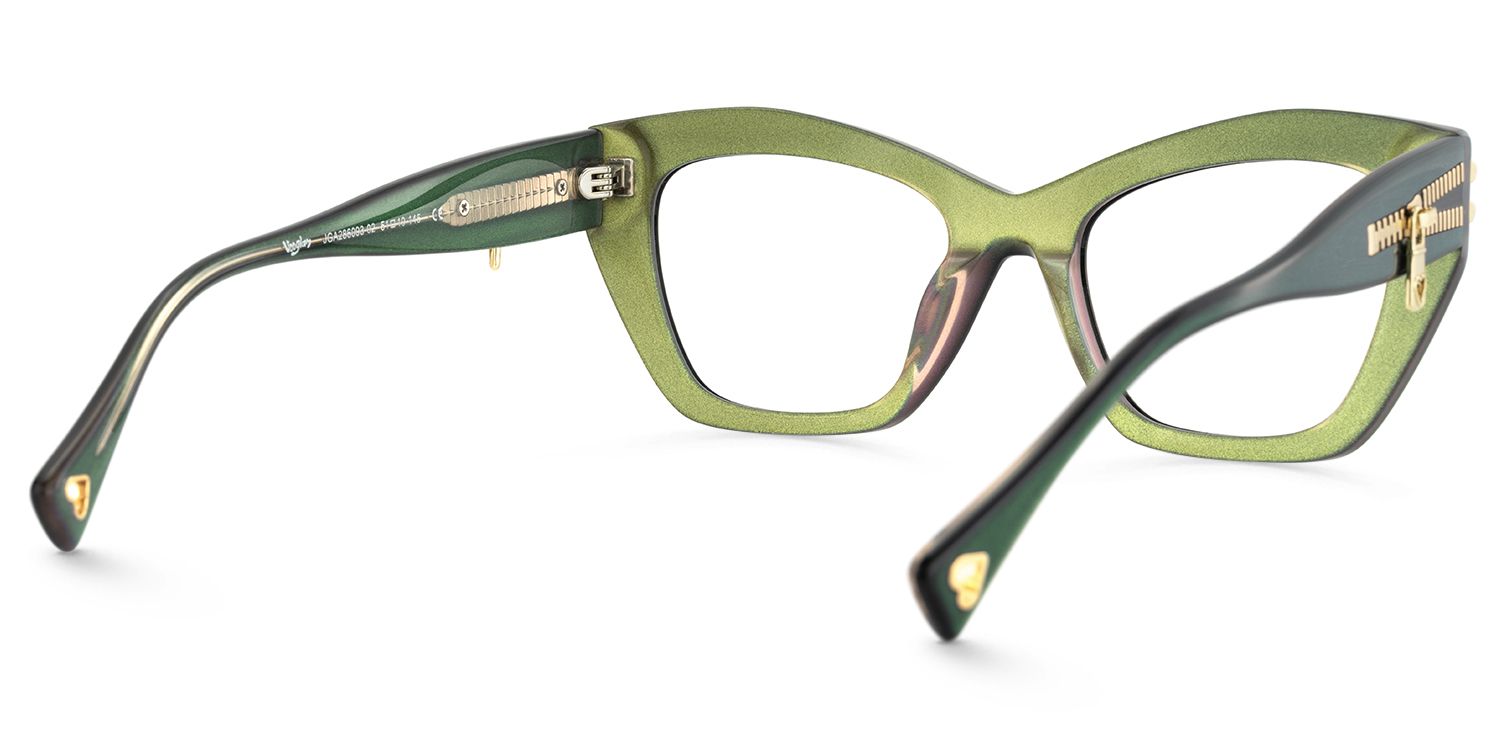 Manon - Cat Eye Green Eyeglasses | Vooglam Side View