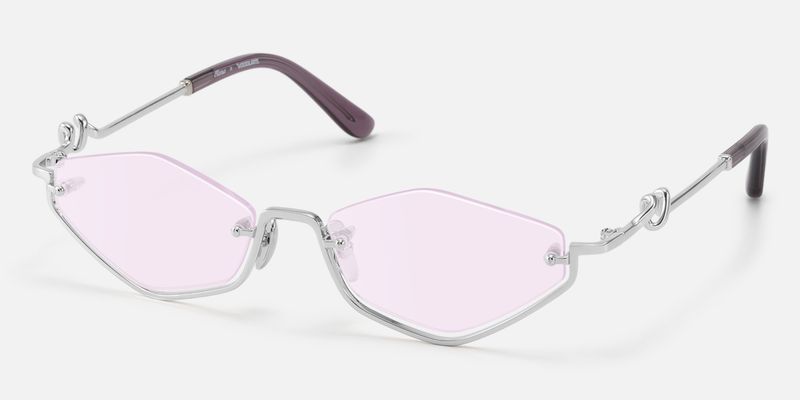 Niseko - Silver Octagon Light Tint Half Rim Shades | Vooglam