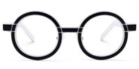 Rooney - Round Black/White Eyeglasses | Vooglam Angle View