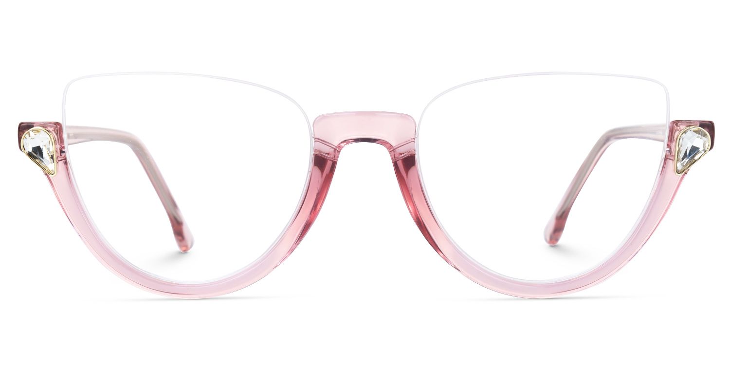Sylvia Trendy Light Pink Cat Eye Glasses for Women | Vooglam Angle View