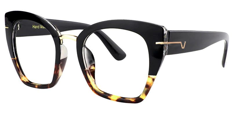 Paulina - Square Black Tortoise Eyeglasses │Vooglam Front View
