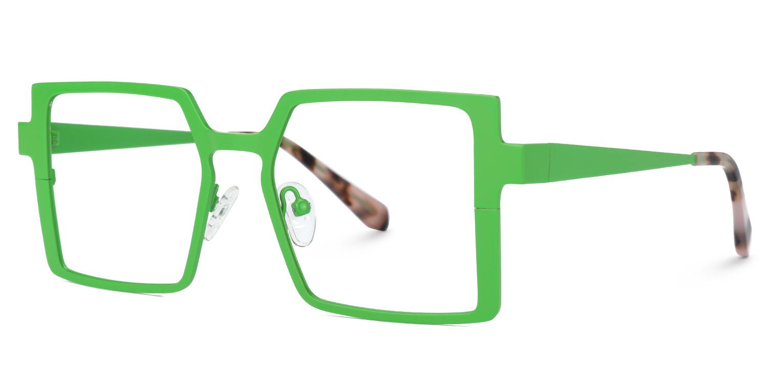 Elowen - Rectangle Green Eyeglasses | Vooglam Front View
