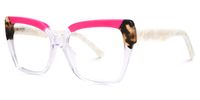 Deserae - Square Pink/Crystal Eyeglasses | Vooglam Front View