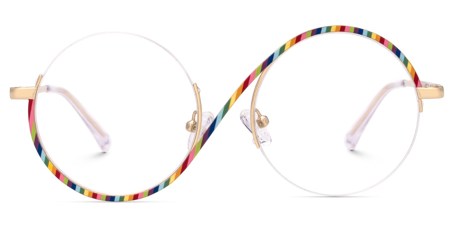 Manley - Stylish Round Multicolor Semi-Rim Glasses by Vooglam - Angle View