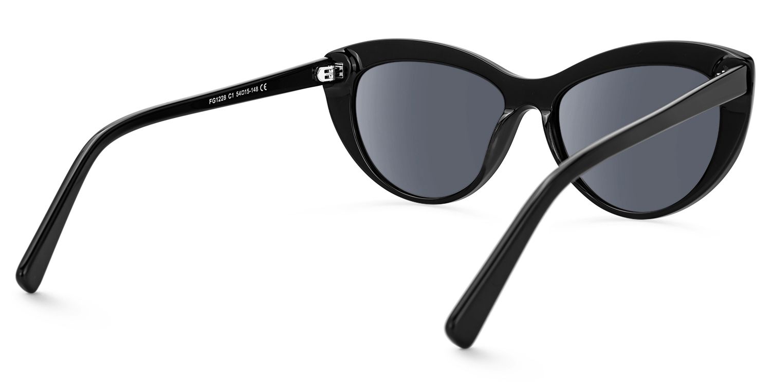 Leilani - Cat Eye Black Sunglasses by Vooglam - Side View