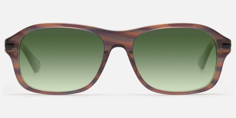 Albini - Red Brown Horn Green Tint Sunglasses | Vooglam