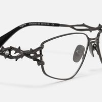 Spine - Geometric Metal Grey Eyeglasses | Vooglam Design Details