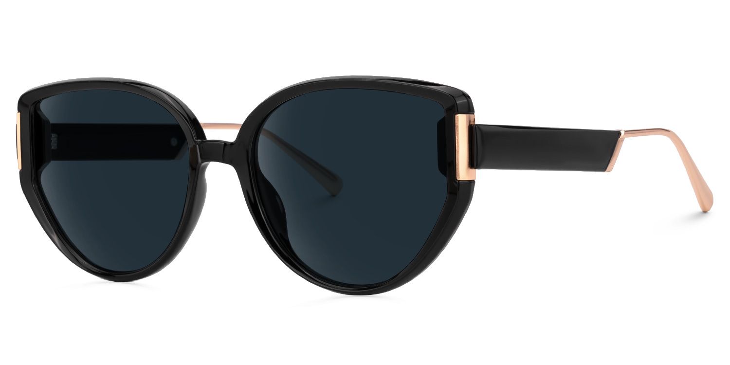 Fateh - Cat Eye Black Sunglasses | Vooglam Front View