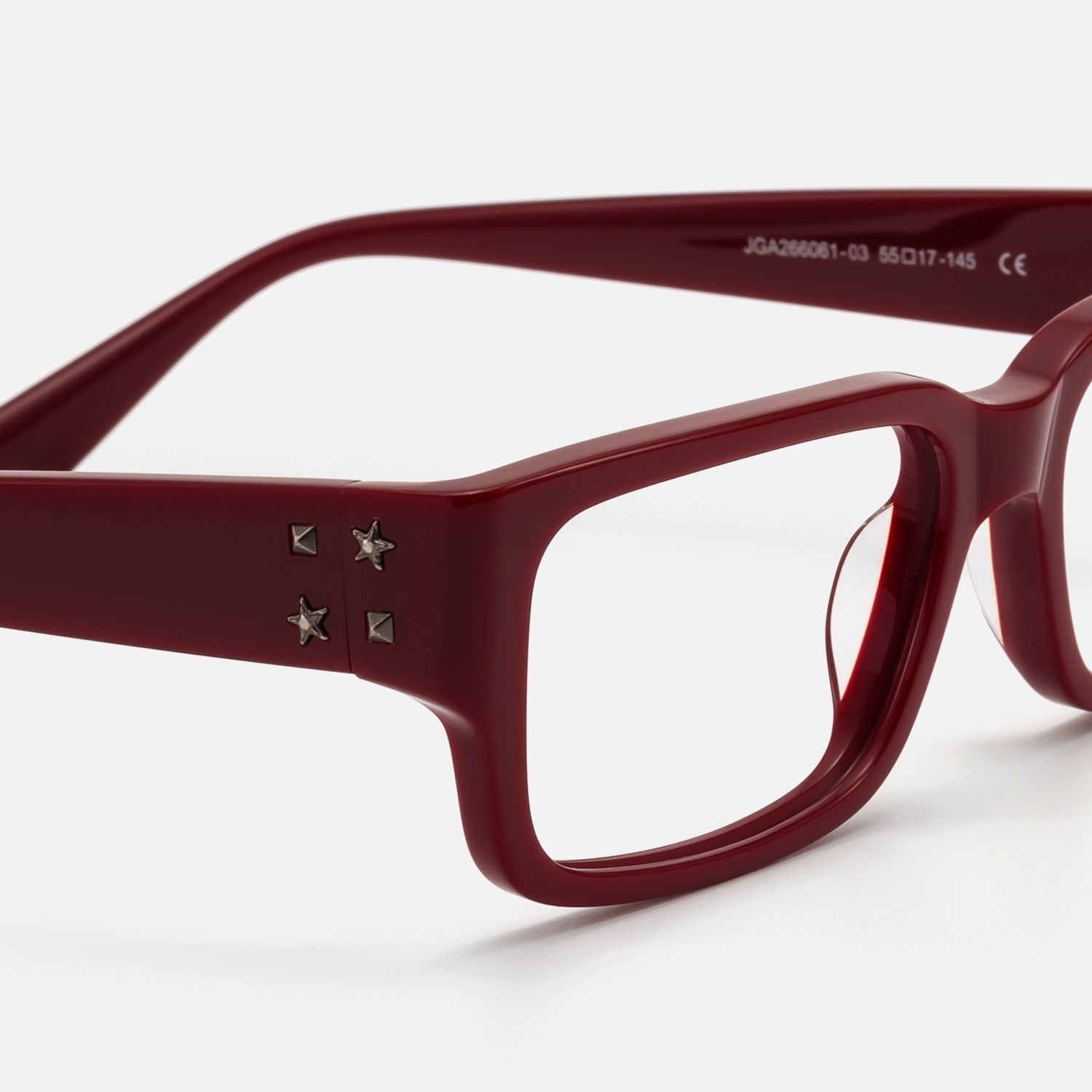 Drexen - Dark Cherry Red Rectangle Eyeglasses | Vooglam Design Details