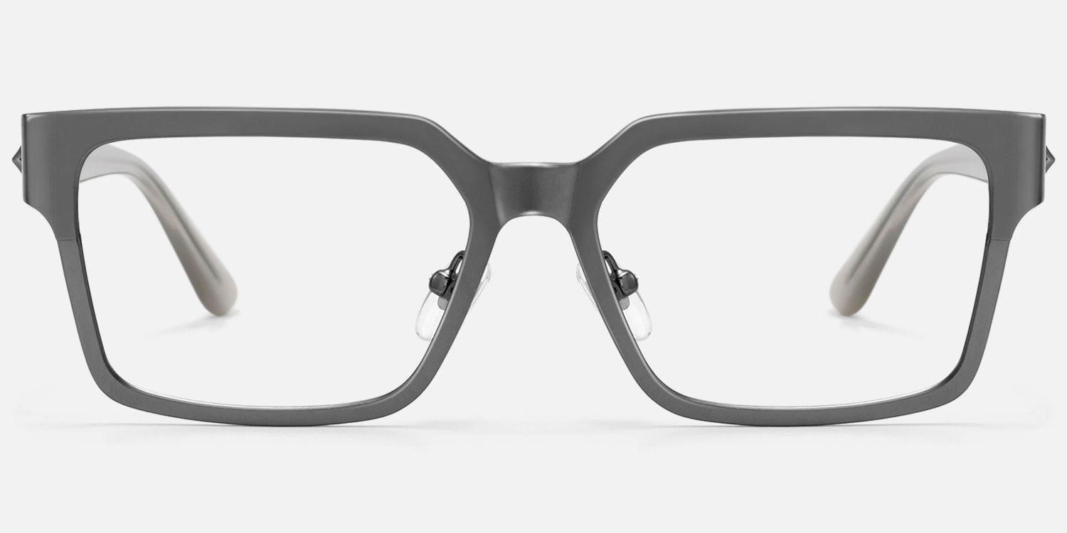 Vector - Futuristic Gunmetal Rectangle Glasses by Vooglam - Angle View