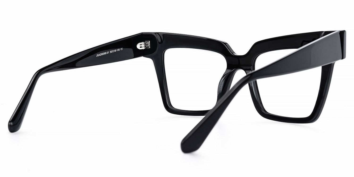 Ibernia - Rectangle Black Eyeglasses by Vooglam - Side View