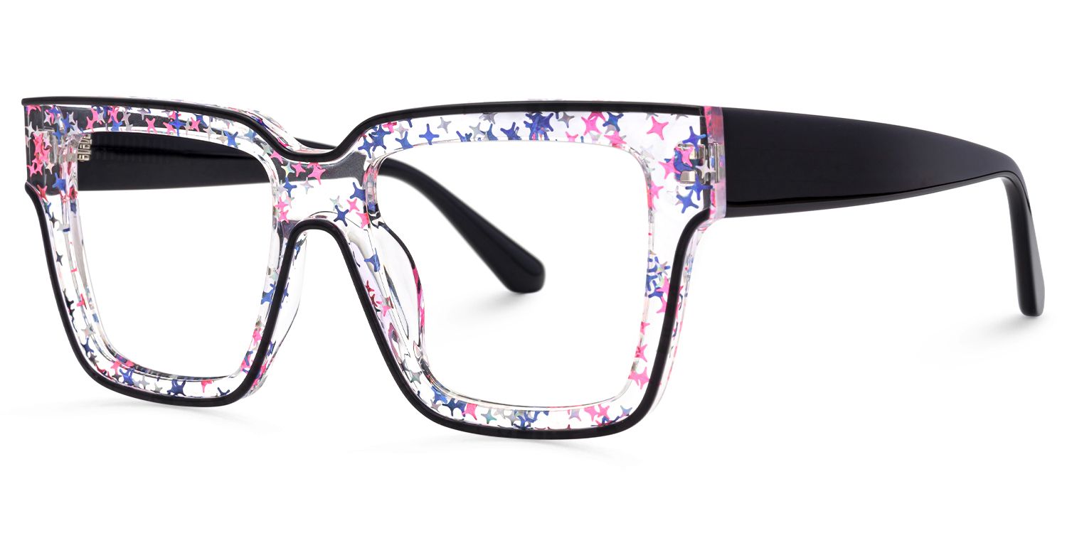 Naiya - Square Black Eyeglasses by Vooglam - Front View