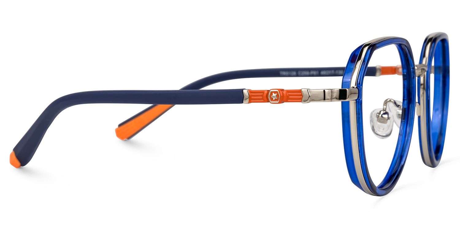 Joseph - Round Blue Kids Eyeglasses | Vooglam 4
