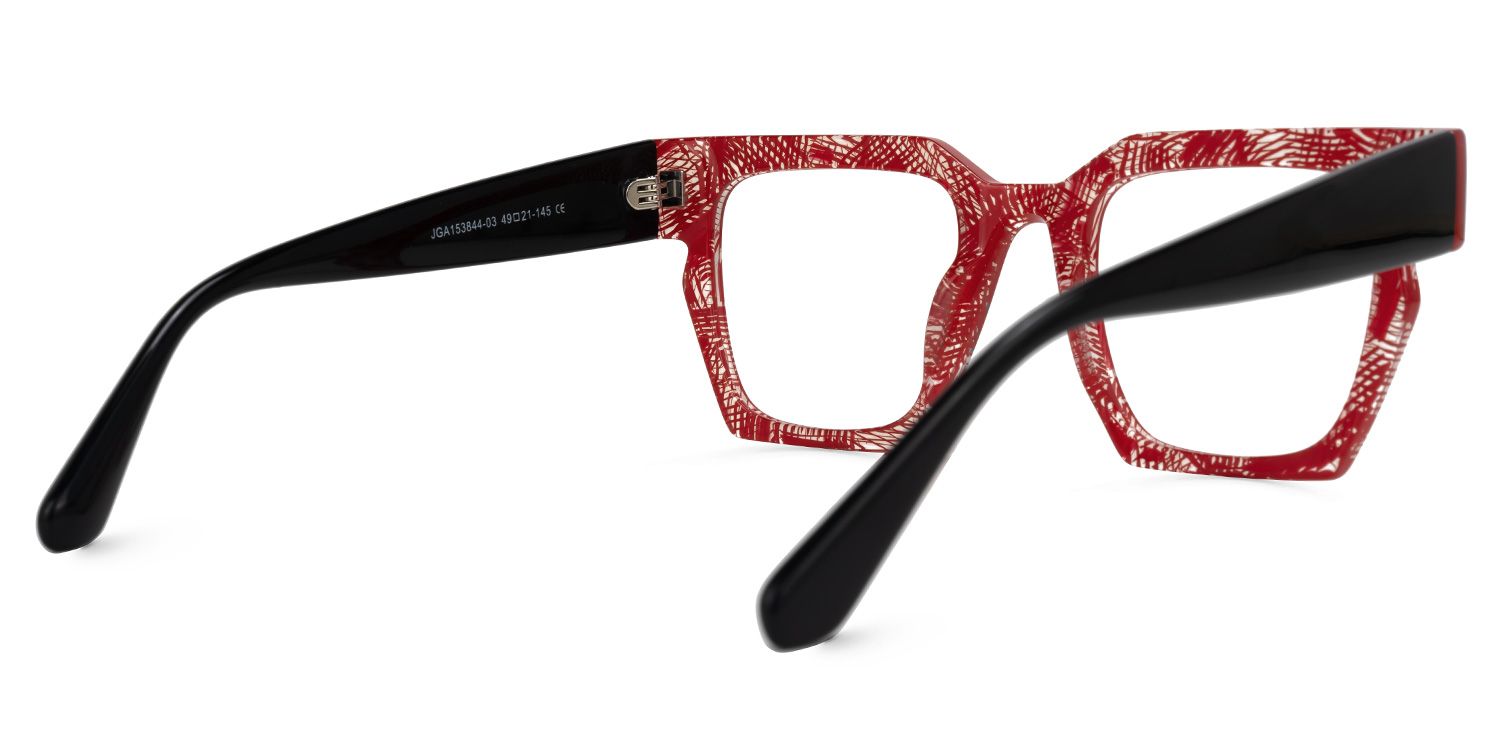 Ekanta - Square Red Eyeglasses | Vooglam Side View