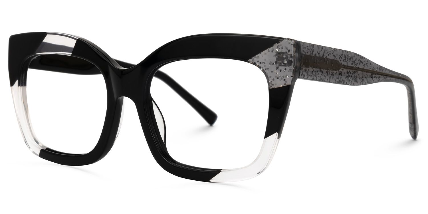 Terrie - Square Black Eyeglasses | Vooglam Front View