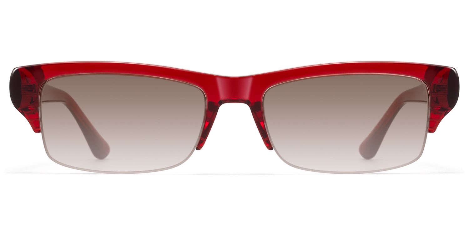 Kairo - Red Acetate Semi Rimless Sunglasses | Vooglam Product Details 1