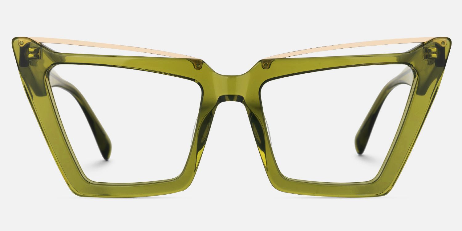 Eldad - Cat Eye Green Eyeglasses | Vooglam Angle View