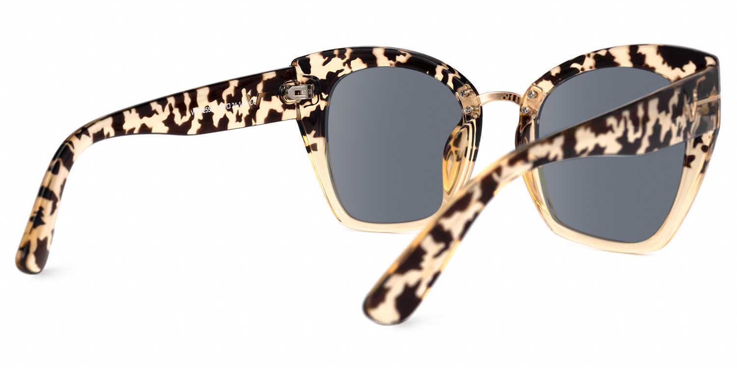 Paulina - Square Light Tortoise Cat-Eye Designer Sunglasses - 3