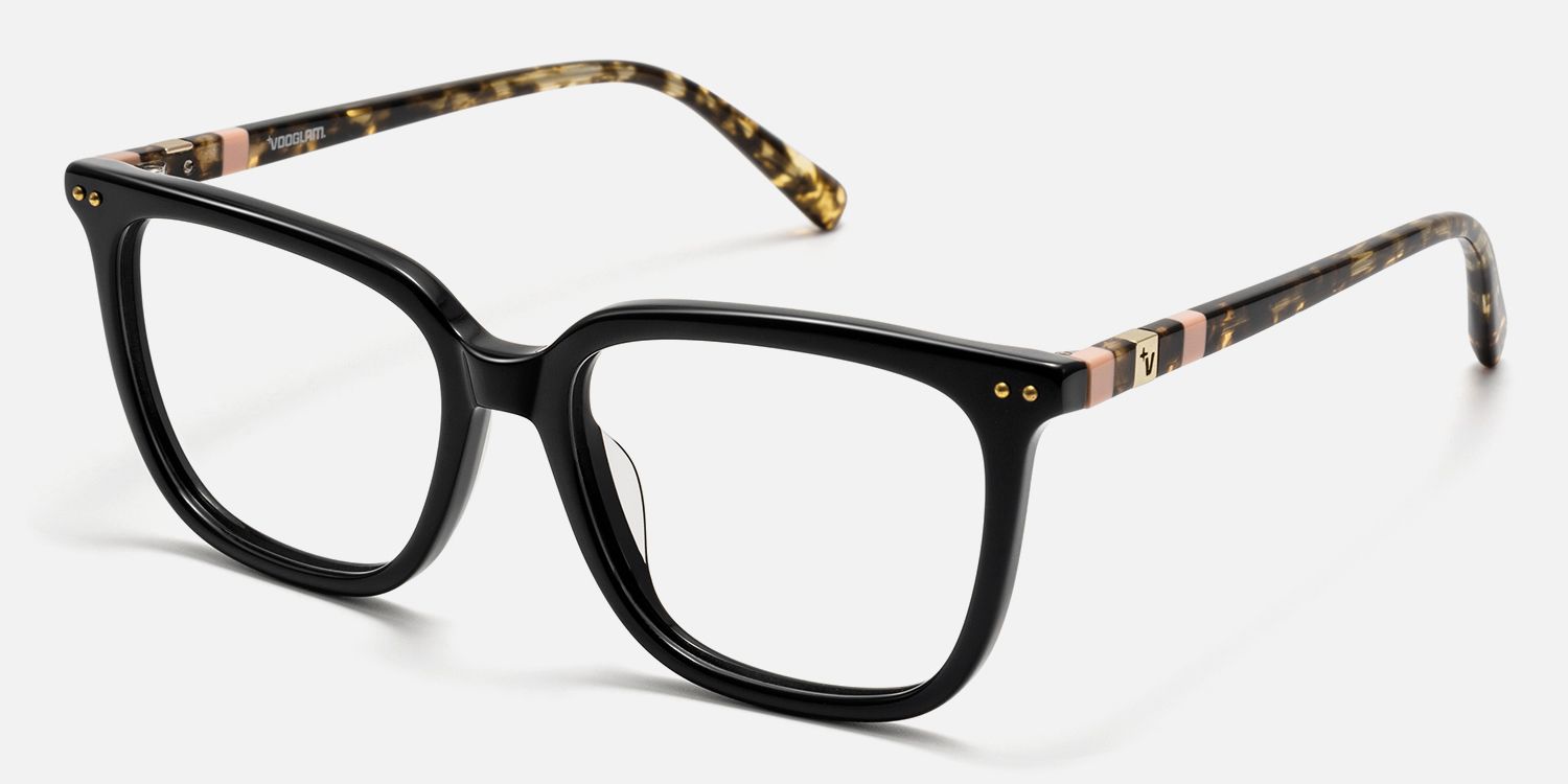 Terra - Square Black Eyeglasses | Vooglam Front View