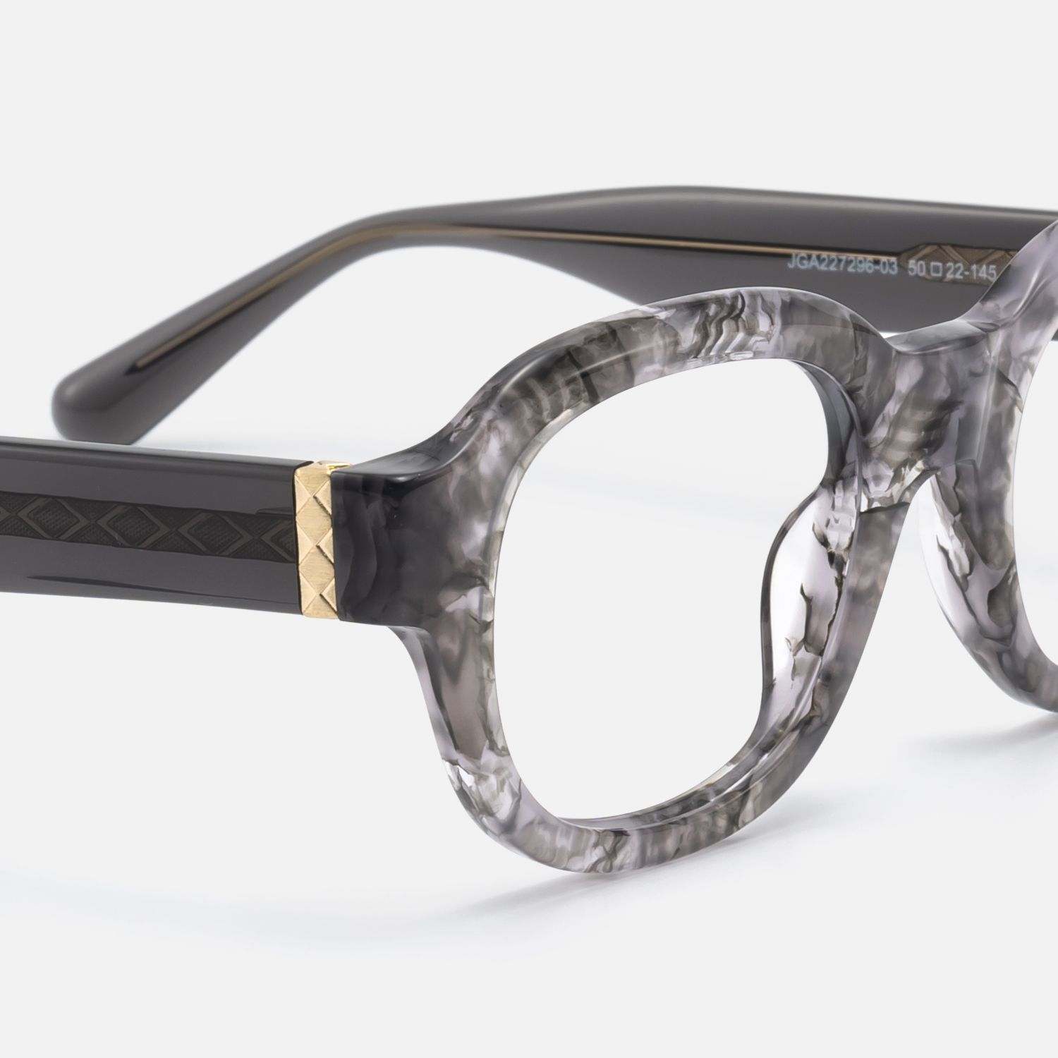 Eerie - Thick Gray Marbled Round Tortoise Frame | Vooglam Design Details
