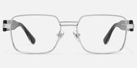 Ubuntu - Rectangle Silver Eyeglasses | Vooglam Angle View