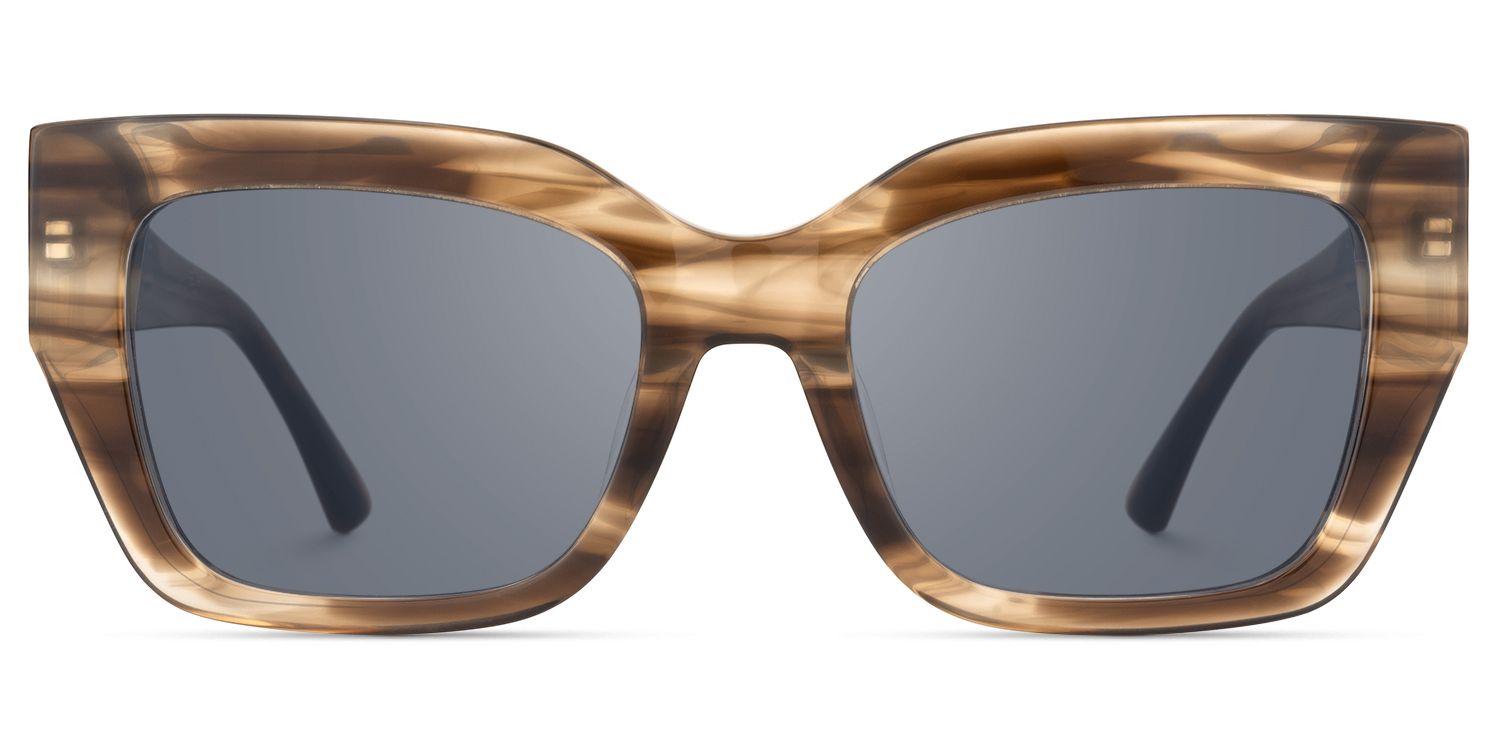 Sable - Square Brown Sunglasses by Vooglam - Angle View