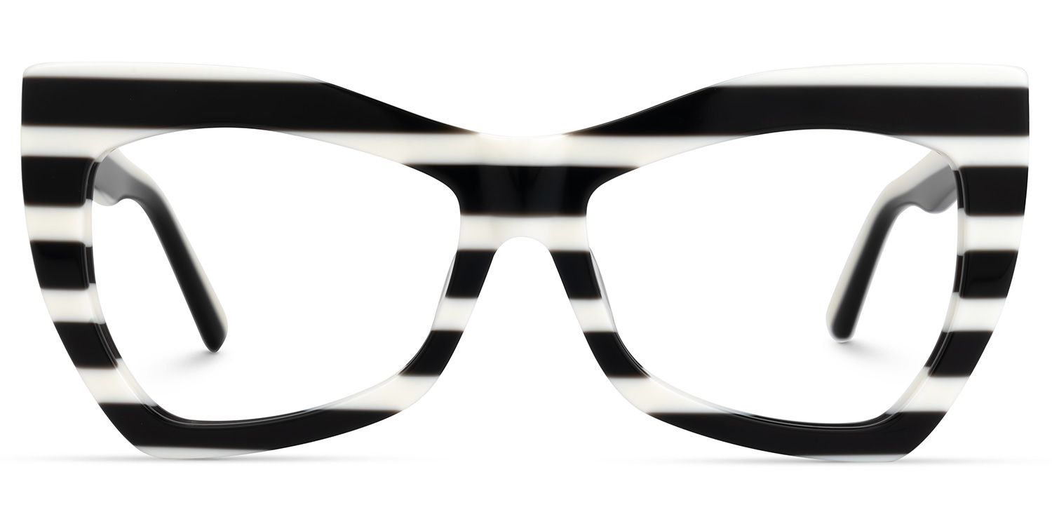 Payne - Geometric Black/White Eyeglasses | Vooglam Angle View