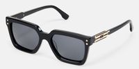 Cavalier - Rectangle Black Sunglasses | Vooglam Front View