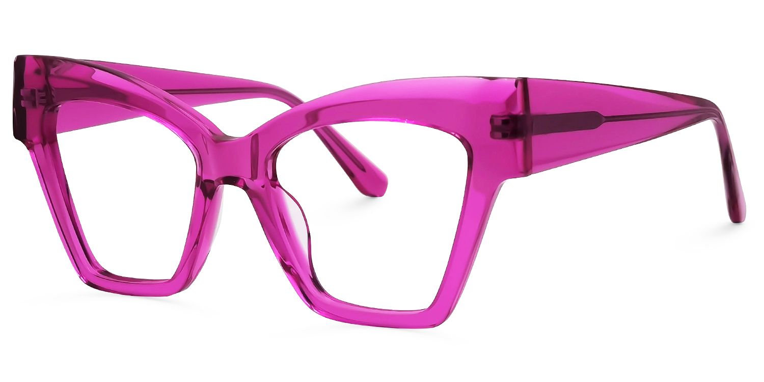 Reginald - Cat Eye Bright/Pink Eyeglasses | Vooglam Front View