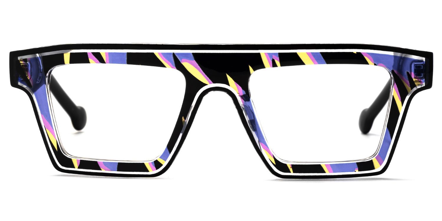 Treva - Vibrant Flame Rectangle Multicolor Glasses by Vooglam - Angle View