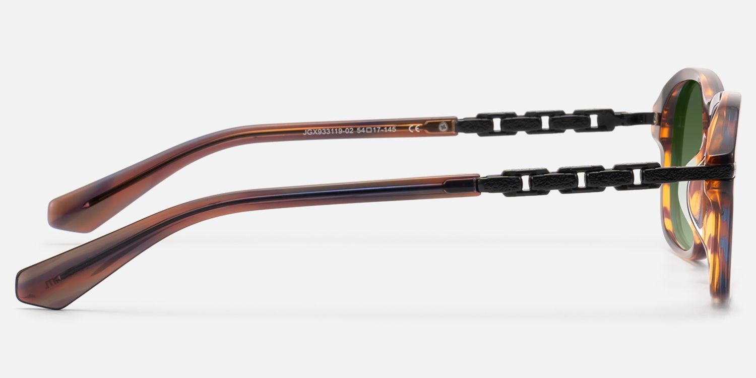 Albini - Red Brown Horn Green Tint Sunglasses | Vooglam Side View