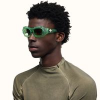 The Geologist - Geometric Green Sunglasses | Vooglam On Model 4