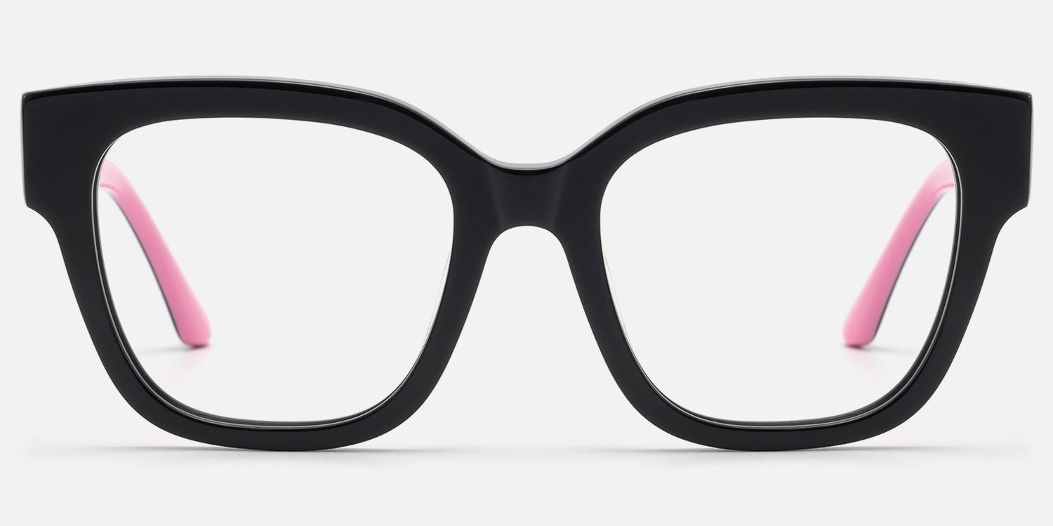 Lorette - Square Black Eyeglasses | Vooglam Angle View