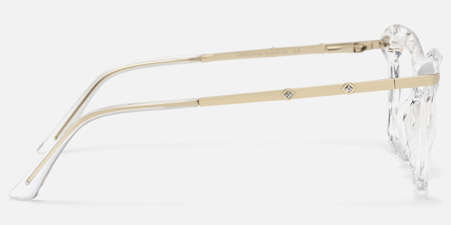 Annie - Clear Rectangle Crystal Frame Eyeglasses | Vooglam Side View