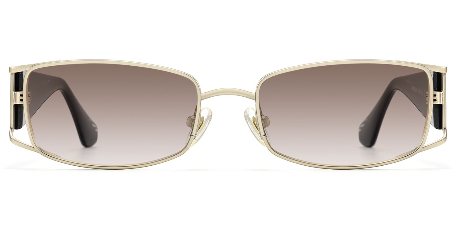 Wren - Gradient Lens Rectangle Gold Sunglasses | Vooglam Product Details 1