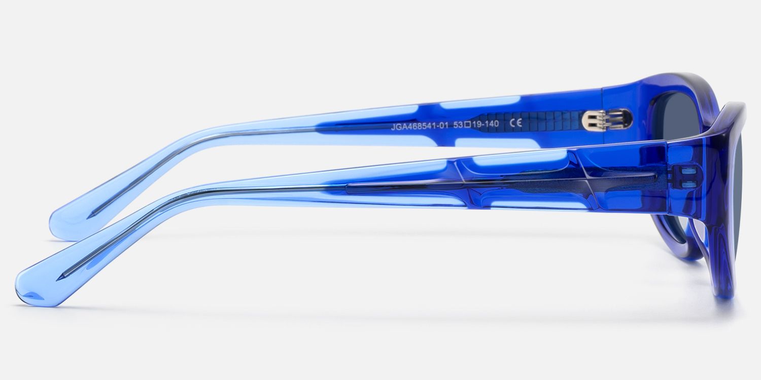 Bubble - Clear Navy Blue Tint Rectangle Shades by Vooglam - Side View