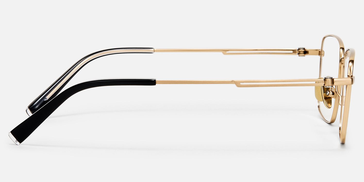 Mono - Rectangle Gold Eyeglasses | Vooglam Side View