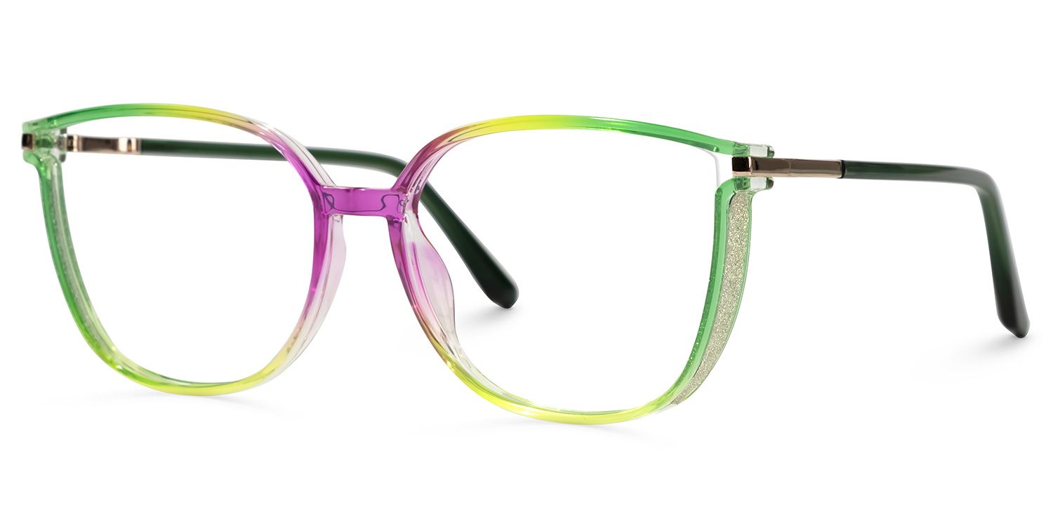 Kinfe - Square Green/Purple Eyeglasses | Vooglam Front View