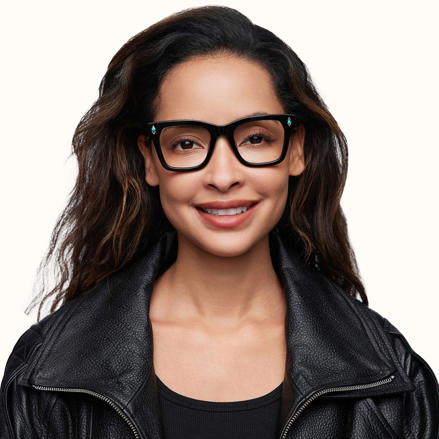 model wearing Adinkra - Square Black Eyeglasses 1