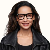 Adinkra - Square Black Eyeglasses | Vooglam On Model 1