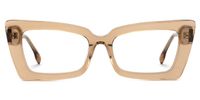Sarah - Translucent Caramel Rectangle Frame glasses | Vooglam Angle View