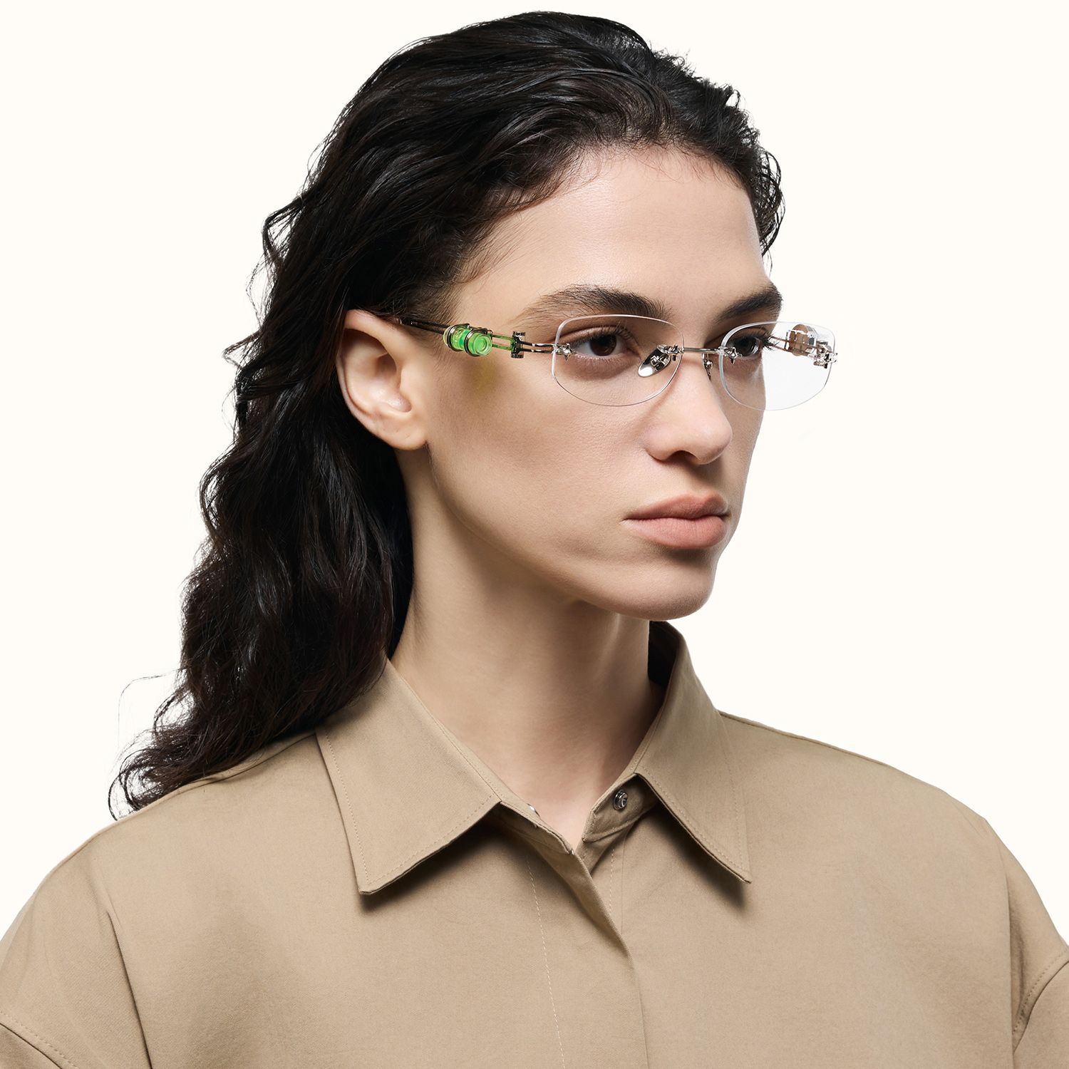 The Utilitarian - Silver Level Compass Glasses | Vooglam On Model 3