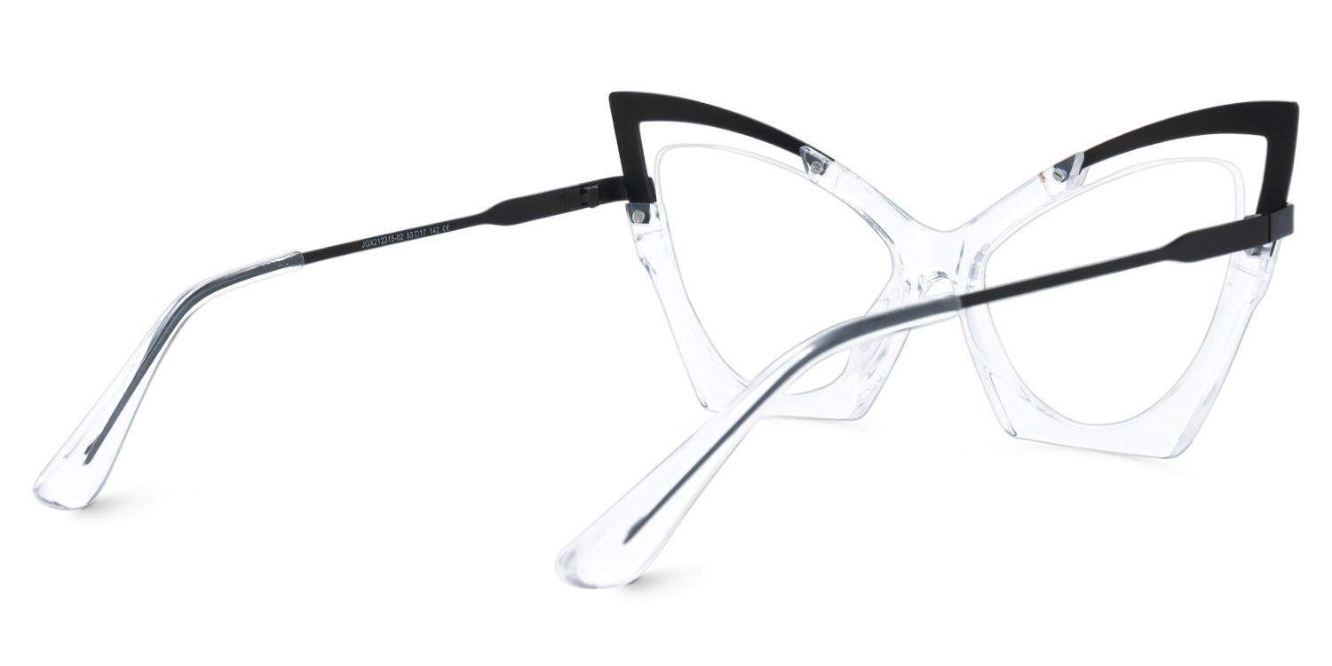Emiko - Cat Eye Black/Crystal Eyeglasses | Vooglam Side View