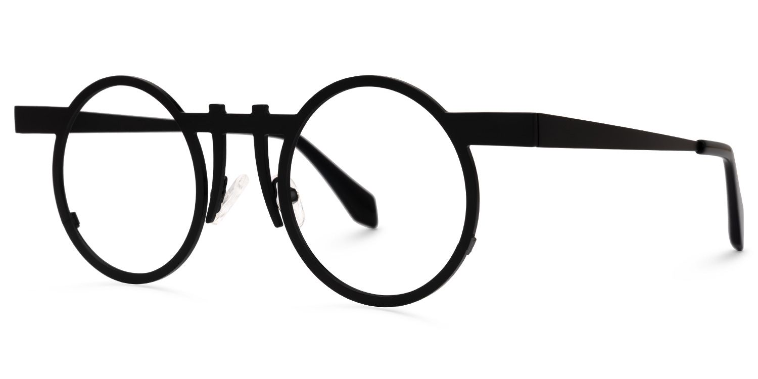 Adkins - Round Black Eyeglasses | Vooglam Front View