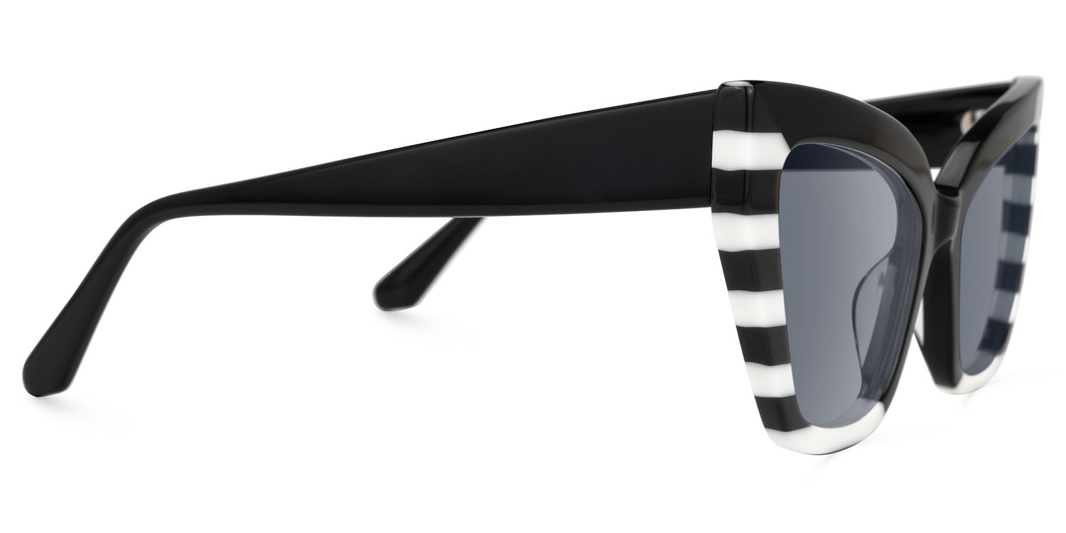 Abby - Cat Eye Black/White Sunglasses | Vooglam 4