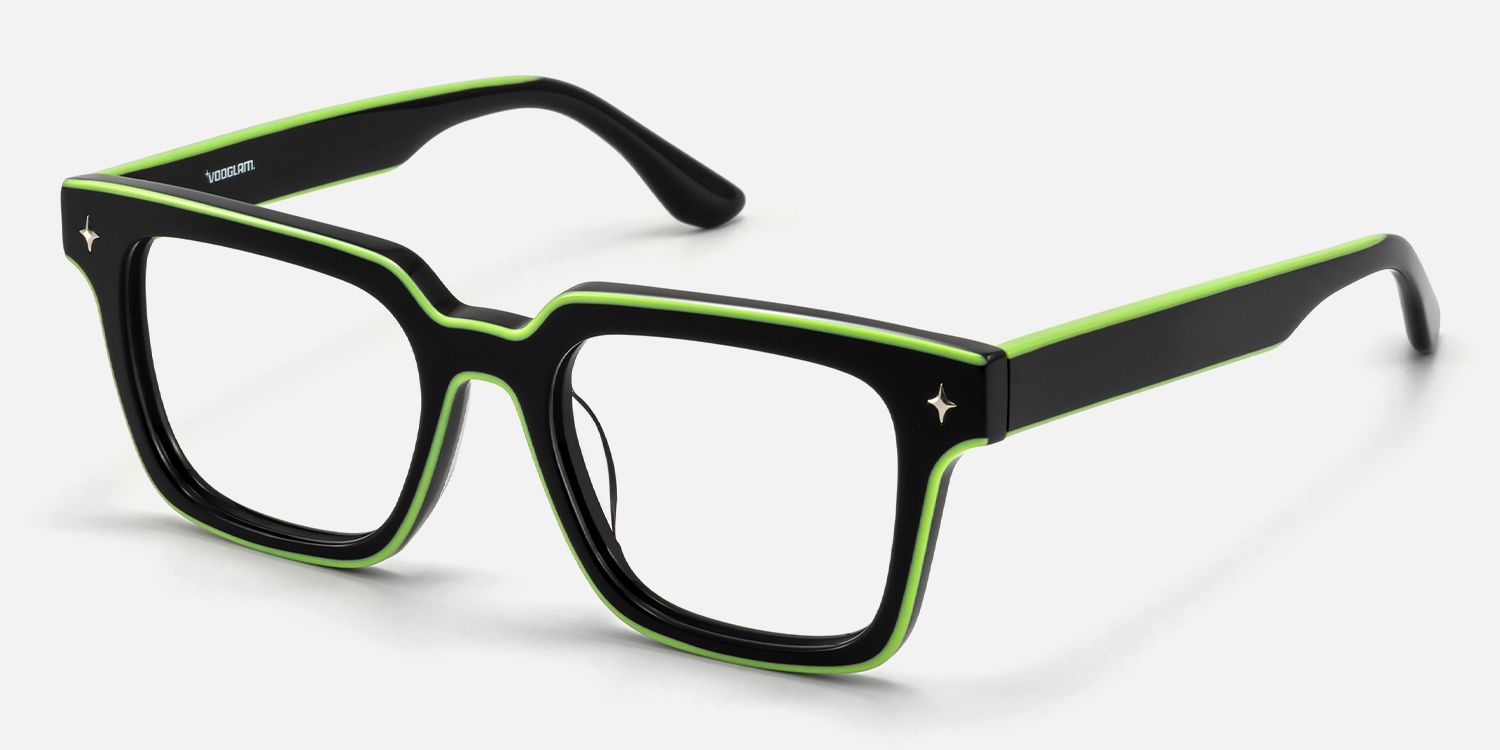 Fractal - Square Black Eyeglasses | Vooglam Front View