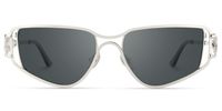 Sakina - Geometric Silver Sunglasses | Vooglam Angle View